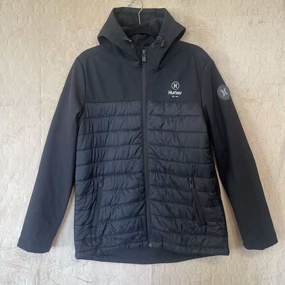 Men's Hurley 3 Layer Fabric‎ Tech Wind Resistant Jacket Black Sz Medium - Picture 12 of 13